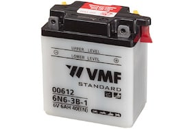 Een accu van het merk VMF die extra bestand is tegen diepere ontlading van de accu de accu heeft 6 ampere uur
