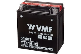De VMF 51401 AGm motor accu heeft een capaciteit van 14Ah en een koudstart van 230A
