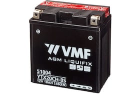 De VMF 51804 AGM motor accu heeft een capaciteit van 18Ah met een koud start van 250