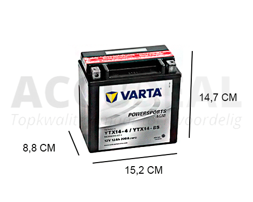 YTX14-BS Varta AGM 12Ah Motor accu, 200A, 12V - Accudeal